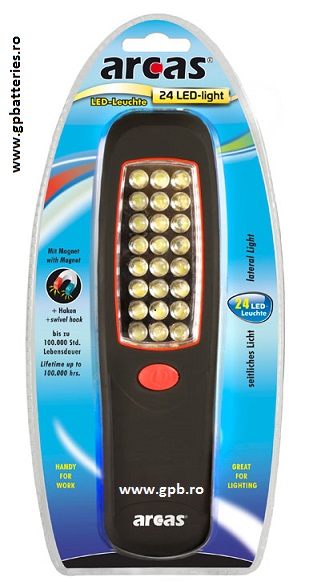Arcas Germania lanterna atelier auto 24LED+magnet foloseste 3 x AA(R6)